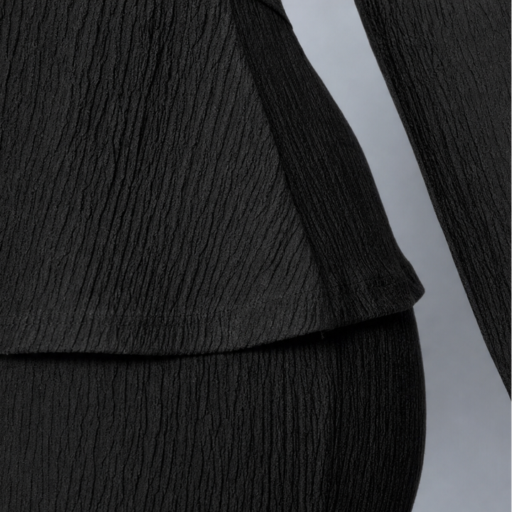Vessora – Pleated Waist Flared Leg Top And Trousers Set