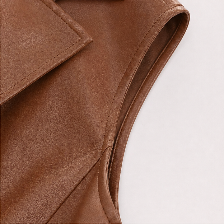 Sleekline – Longline Sleeveless PU Leather Vest