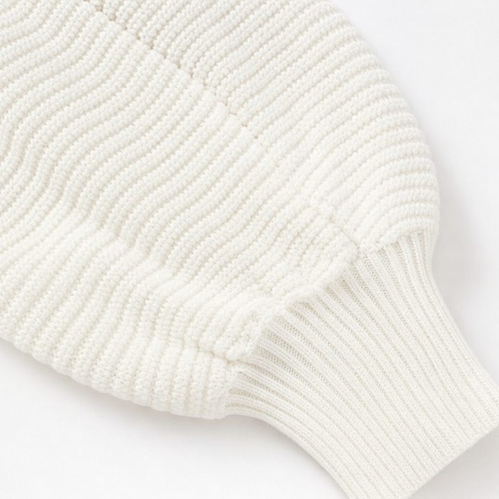 Wavelune – Openwork Wave-Knit Batwing Sweater
