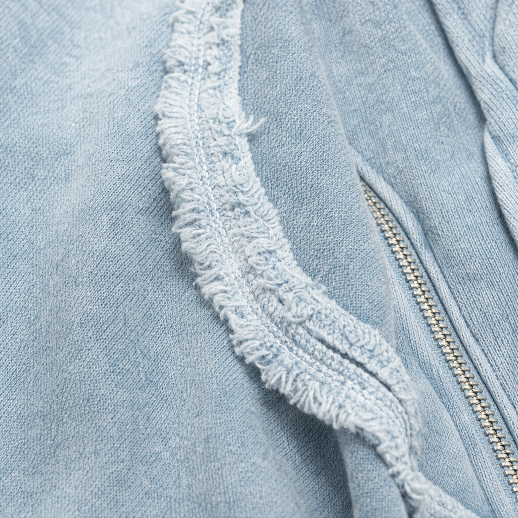 Fadeform – Washed Raw-Edge Oversized Zip-Up Hoodie