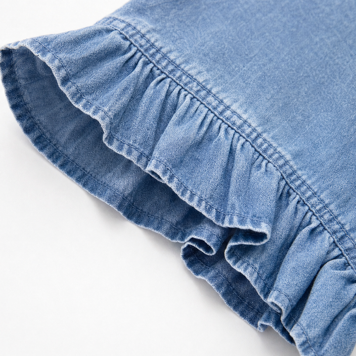 Ruffledenim – Ruffle-Trim Open-Front Denim Cardigan