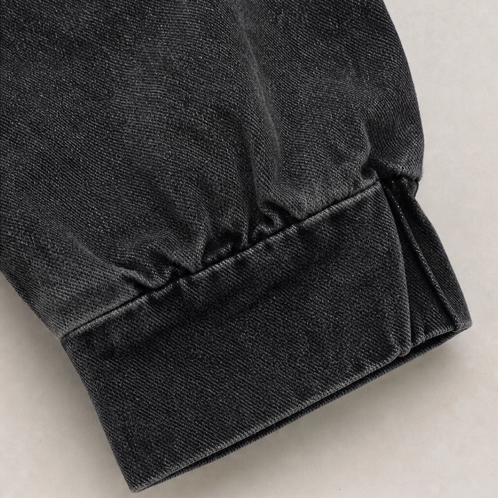 Denim Muse – Oversized Washed Denim Zip-Up Hoodie Jacket
