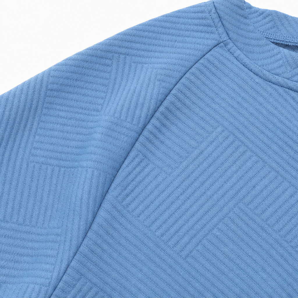 Stria – Striped Jacquard V-Neck Pullover Sweatshirt