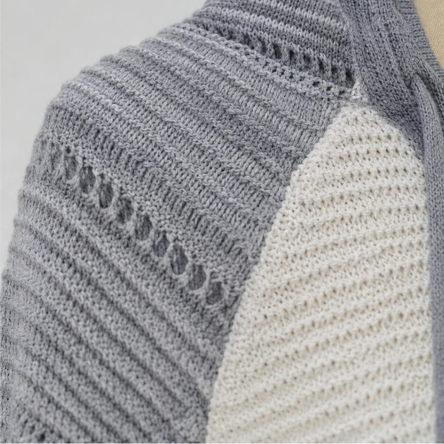 Colora Knit – Striped Hollow-Knit Hoodie