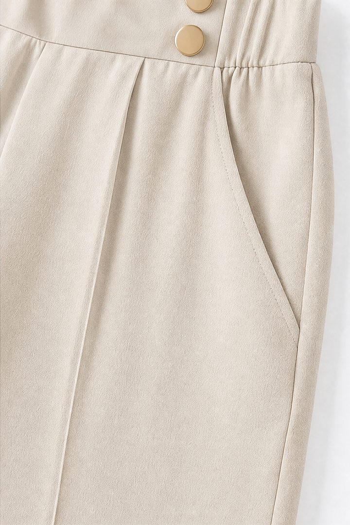 Wearbella – Metallic-Button Wide-Leg High-Waist Trousers