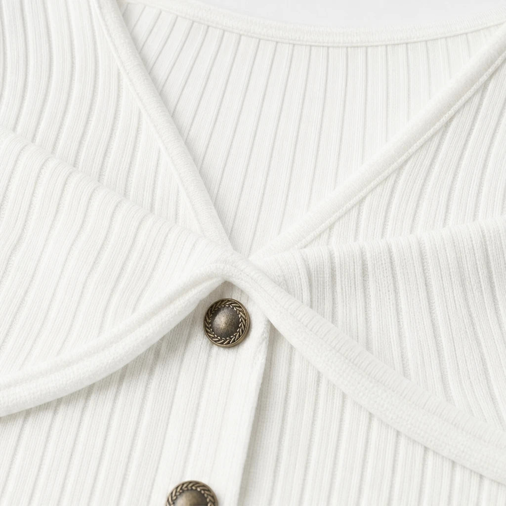 Veloura – Twist V-Neck Ribbed Cold-Shoulder Top