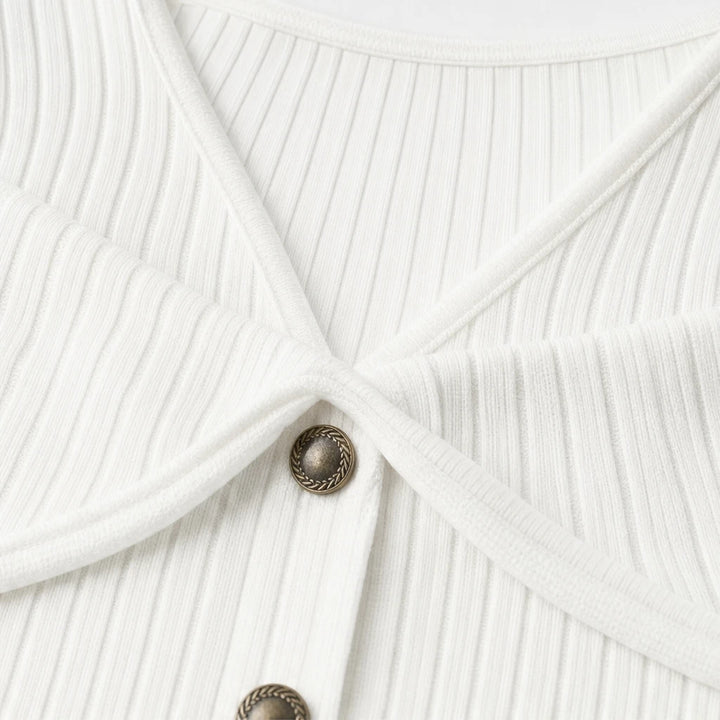 Veloura – Twist V-Neck Ribbed Cold-Shoulder Top