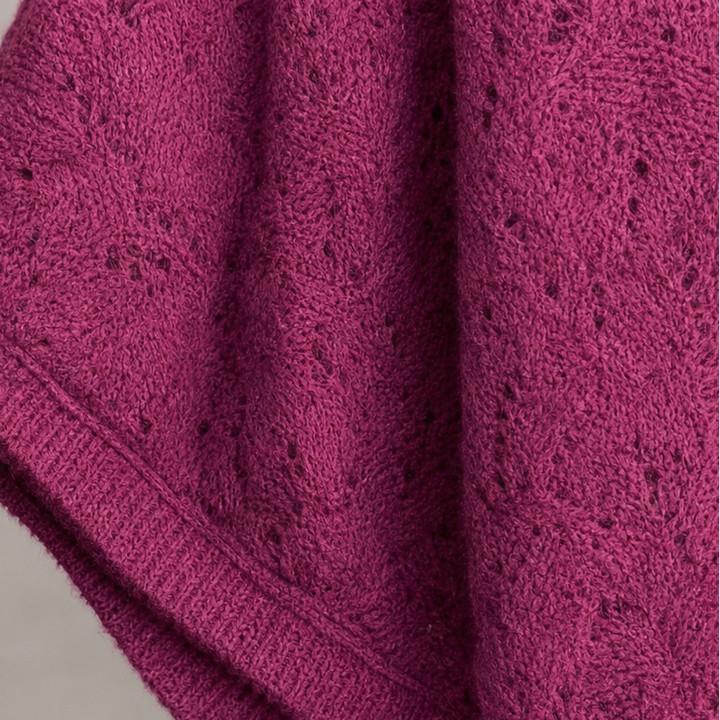 Cowl & Bloom – Diamond Openwork Cowl-Neck Knit Top