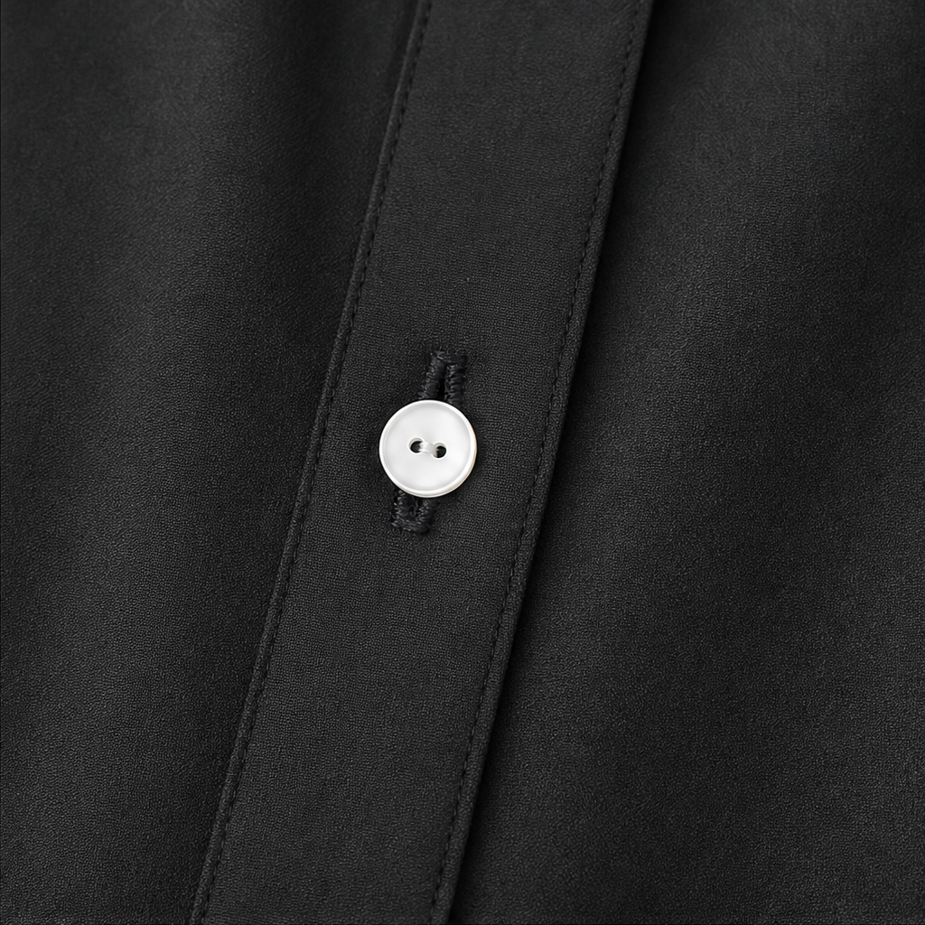 Drapeelle – Satin Button-Front Shirt Dress