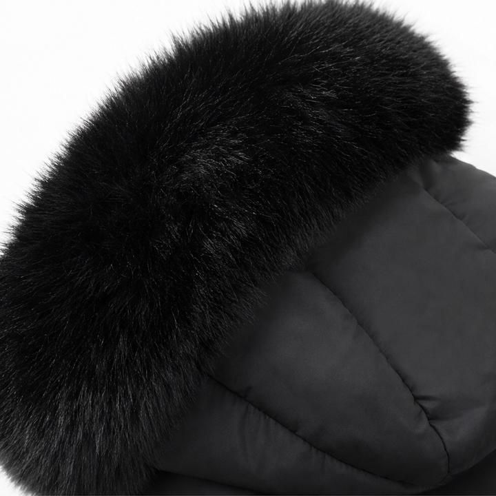 Veluna – Plush Hood Trim Mid-Long Padded Winter Coat