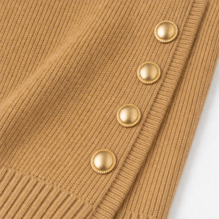 Erminia – Relaxed Polo-Collar Knit Sweater With Side Buttons