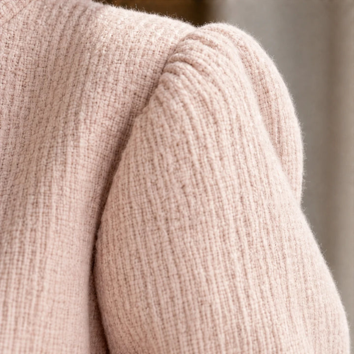 Maison Tweed – Button-Front Bouclé Puff-Sleeve Pants Set