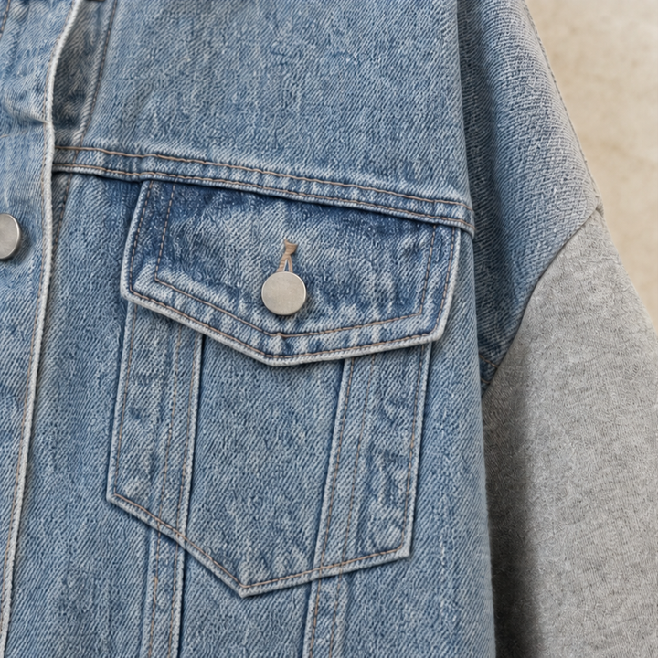 Denimova – Washed Denim And Hooded Sweatshirt Jacket