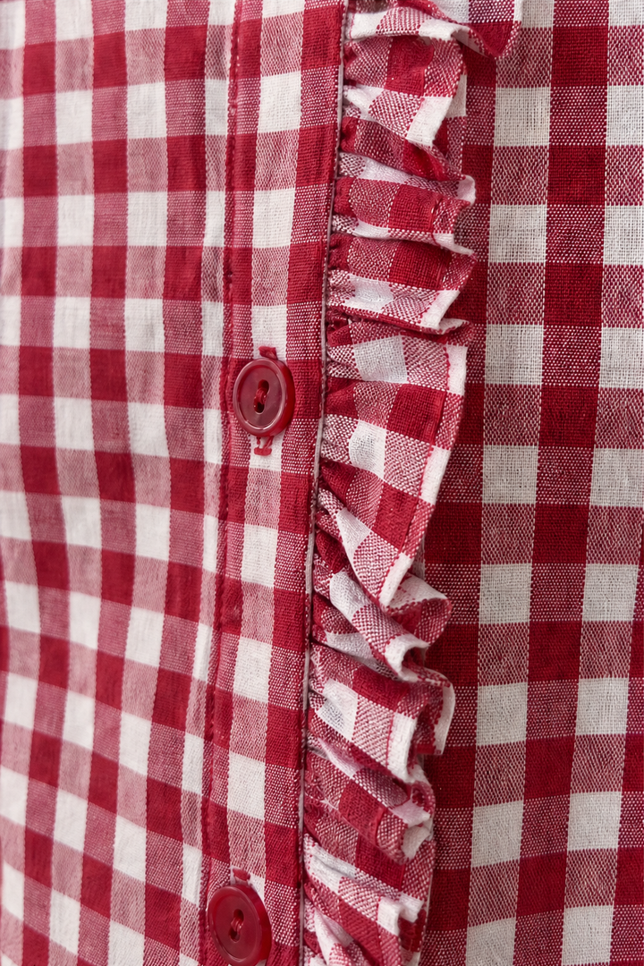 Rufina – Ruffled Collar Checked Print Blouse