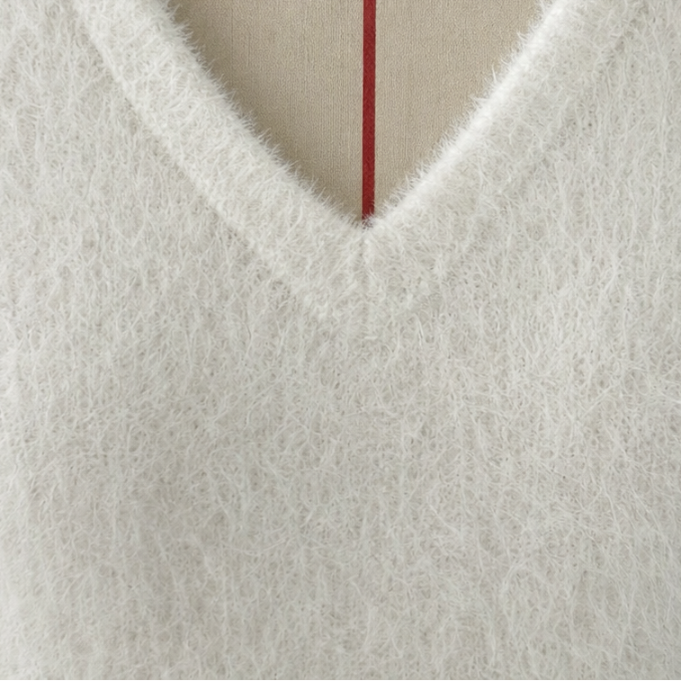 Veloura – Fuzzy-Knit V-Neck Mini Dress