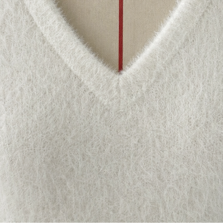 Veloura – Fuzzy-Knit V-Neck Mini Dress