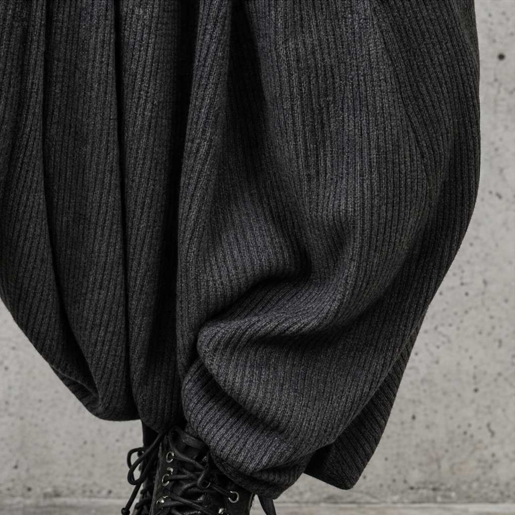 Pinstripe Poise – Draped High-Neck Top And Lantern Pants Set