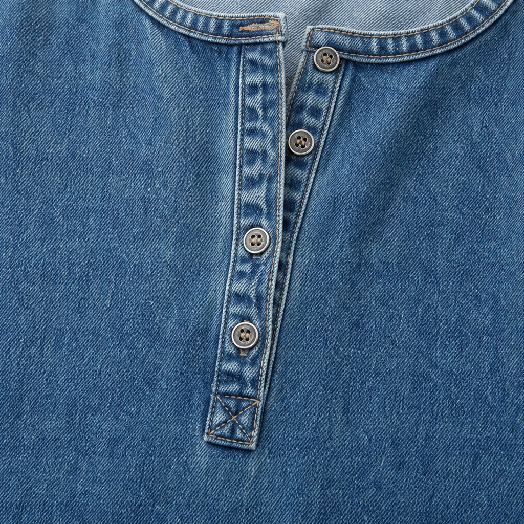 Denimelle – Long-Sleeve Denim Maxi Dress