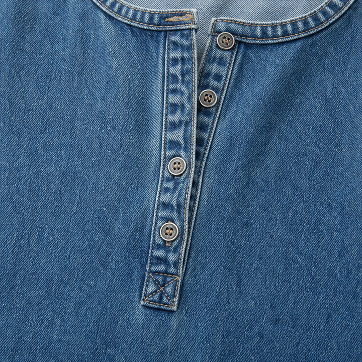 Denimelle – Long-Sleeve Denim Maxi Dress
