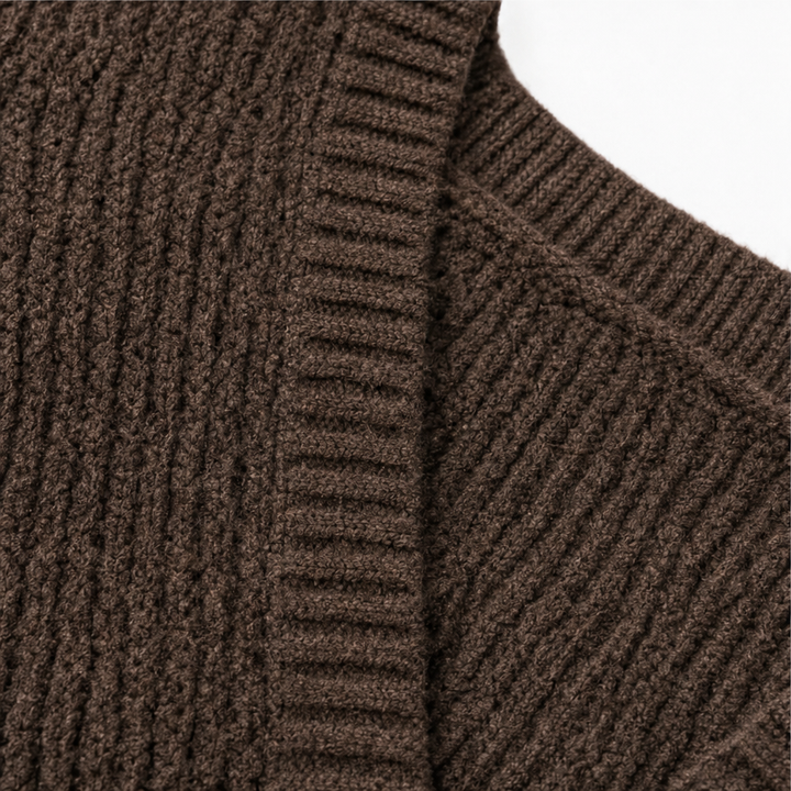 Veloura – Contrasting Hardware V-Neck Knit Cardigan