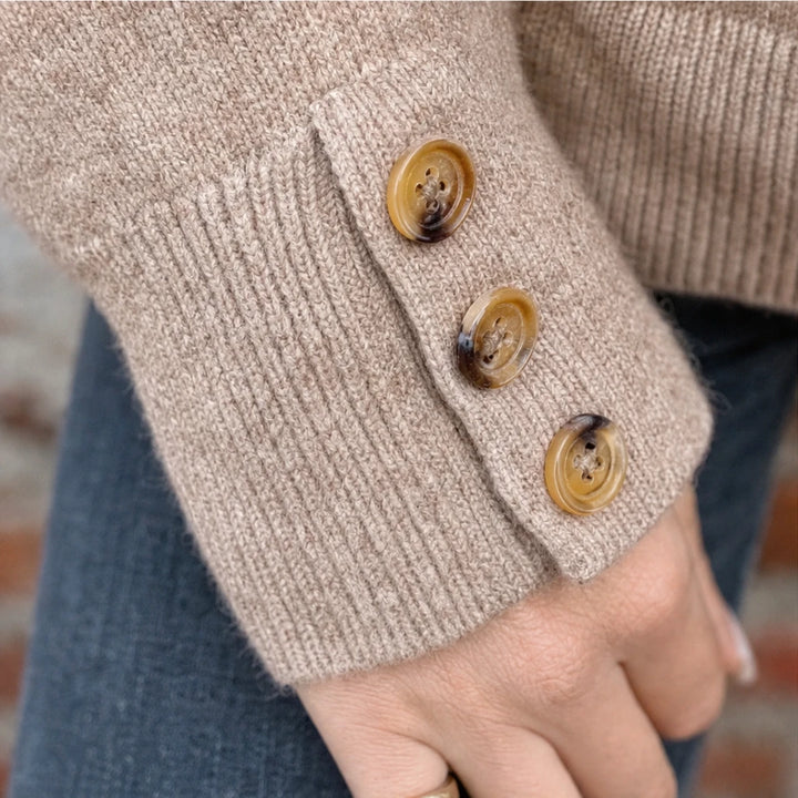 Standelle – Button-Cuff Stand-Collar Knit Sweater