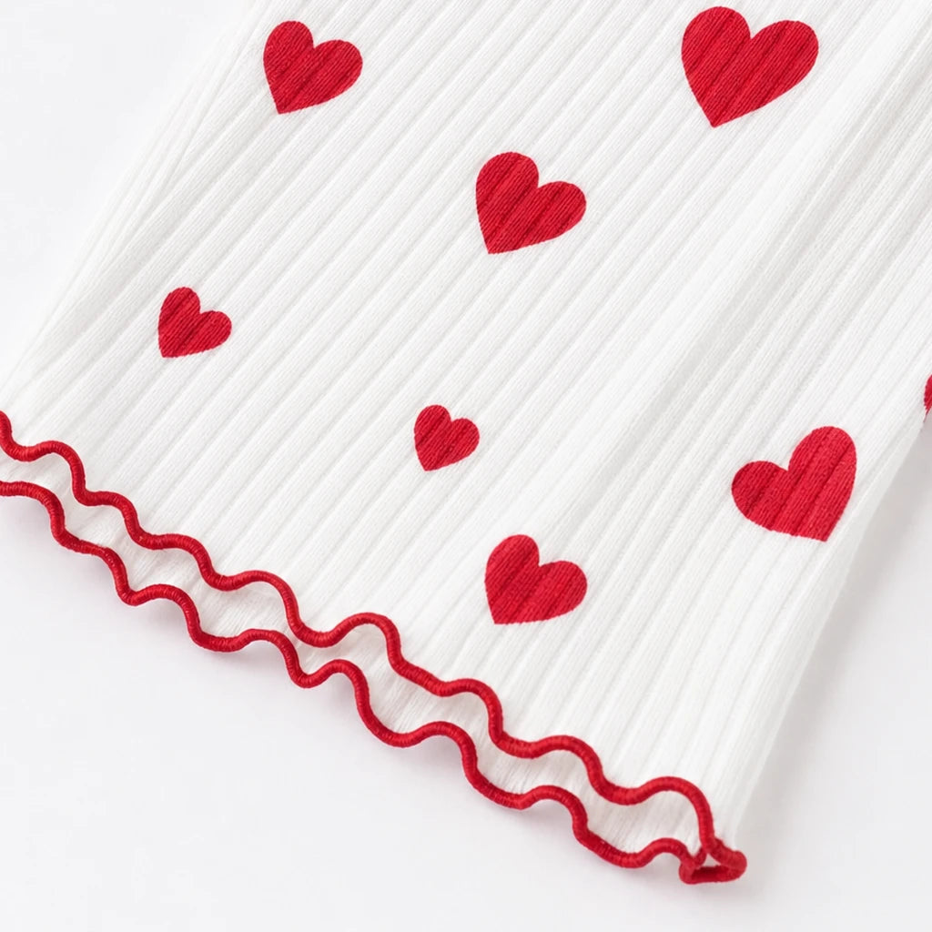 Heart Haven – Heart Print Ribbed Camisole Pajama Set