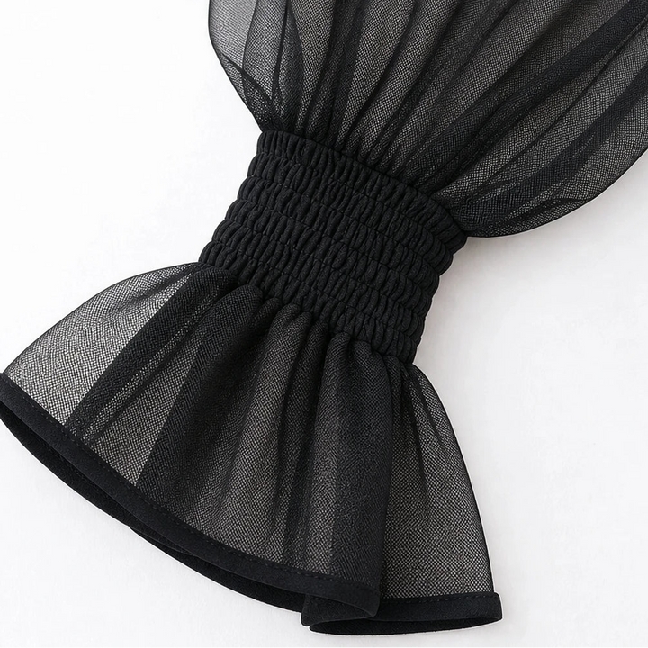 Veloura – Corset-Like Mesh Peplum Blouse
