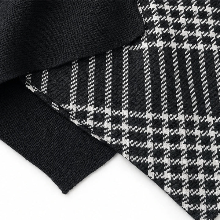 Plaidelle – Asymmetric Plaid Panel Knit Sweater