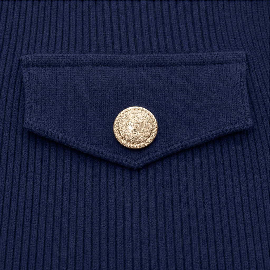 Lacedelle – Ribbed Lace-Up V-Neck Gold-Detail Top
