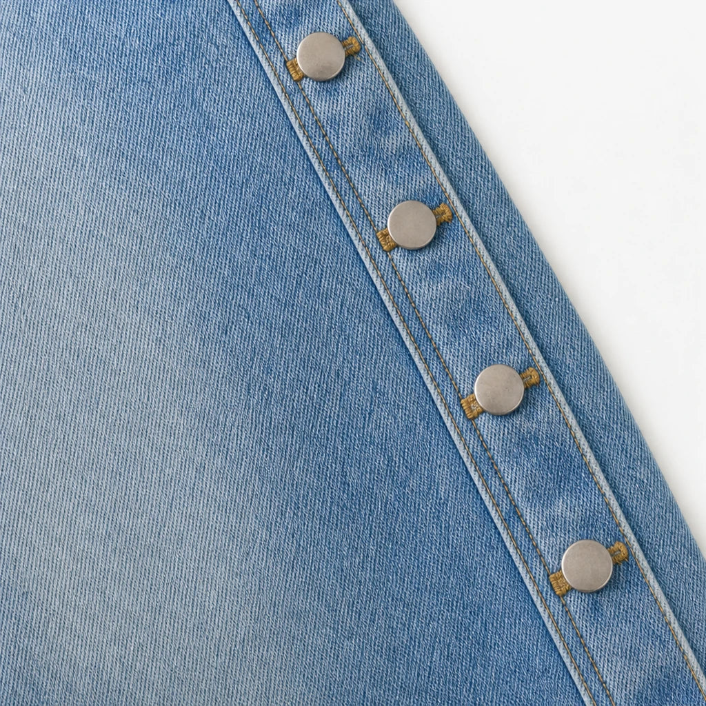 Sidebelle – Asymmetrical Button Wide-Leg Jeans