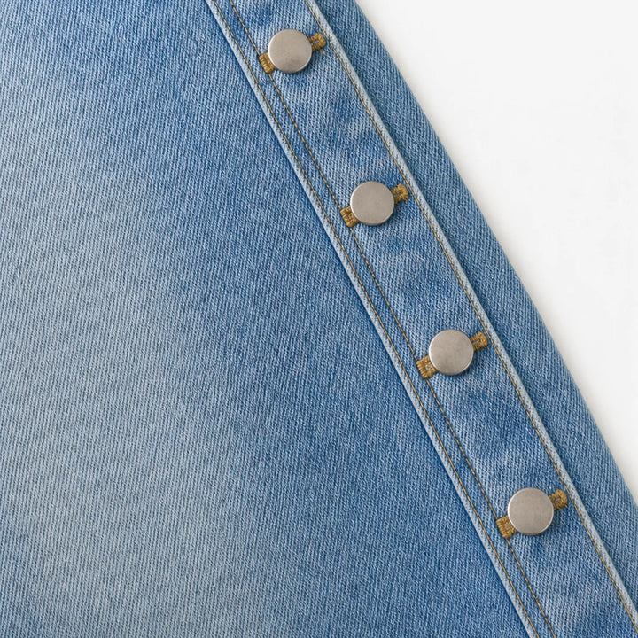 Sidebelle – Asymmetrical Button Wide-Leg Jeans