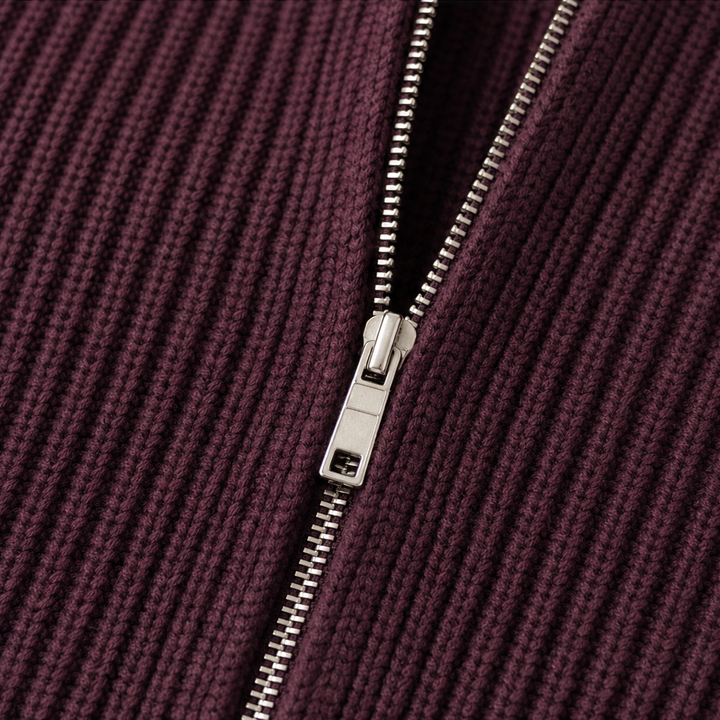 Lantera – Textured Lantern-Sleeve Zip-Up Knit Cardigan