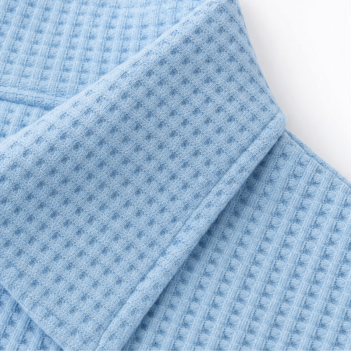 Waffield – Waffle-Knit Open-Collar Polo Blouse