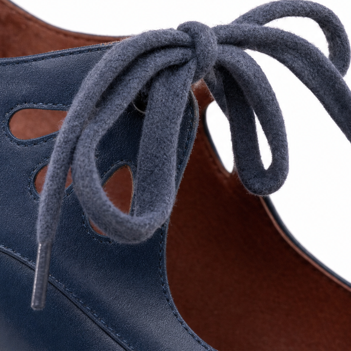 Lacevelle – Lace-Up Vintage Block Heel Pumps
