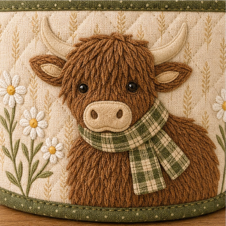 Coziloom – Quilted Highland Cow Appliqué Mug Cozy Kit
