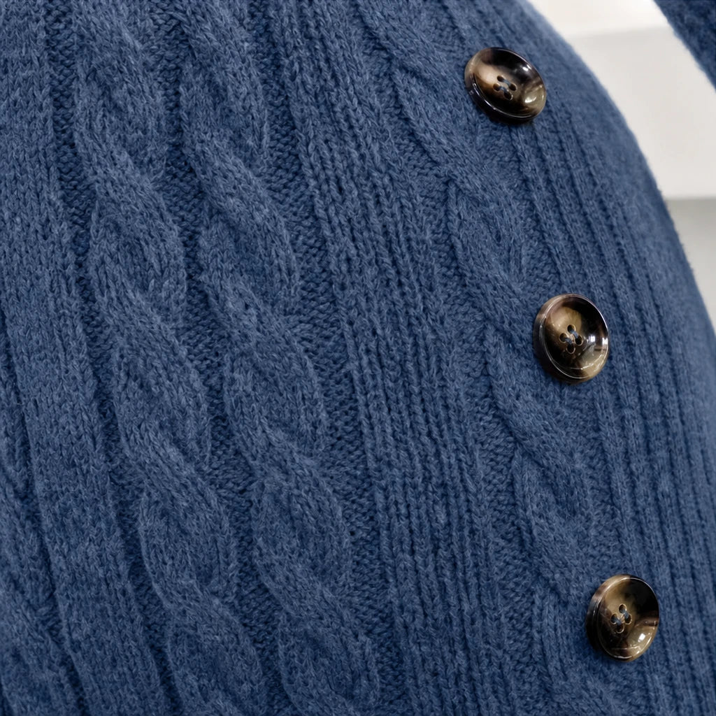 Velora – Crossover Neck Cable-Knit Mini Dress