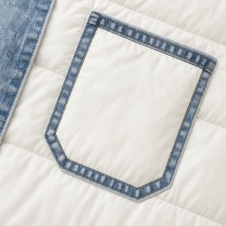 Denvora – Denim-Trim Quilted Puffer Jacket