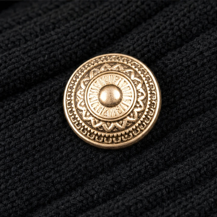 Cowlora – Draped Cowl-Neck Ribbed Button Sweater