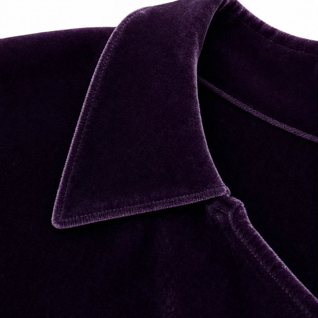 Velvara – Gold Button Velvet-Look Blouse