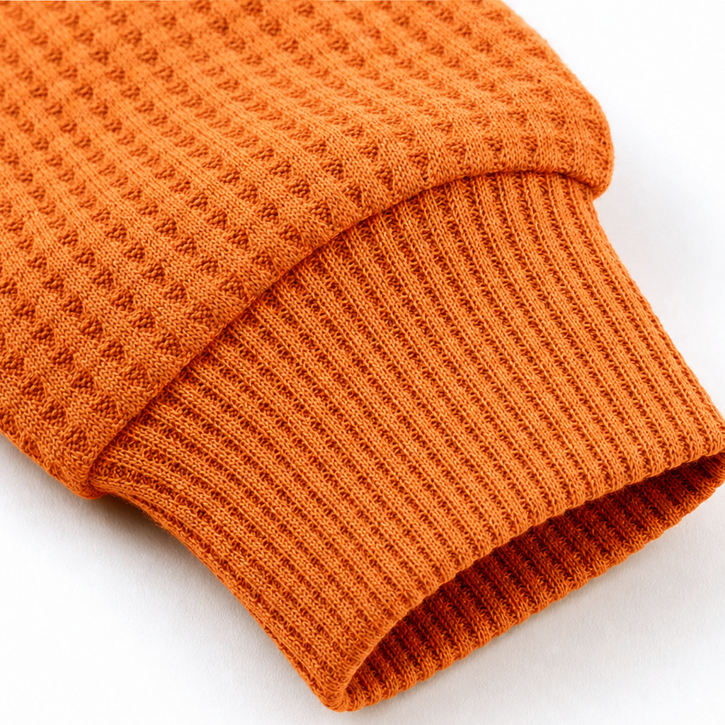 Waffelou – Collared V-Neck Waffle-Knit Oversized Top