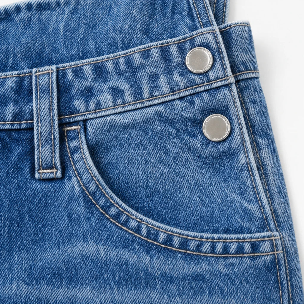 Wearbella – Washed Denim-Look Wide-Leg Dungarees