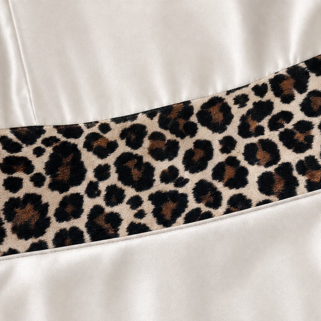 Lunavia – Leopard-Panel Satin-Look Midi Dress
