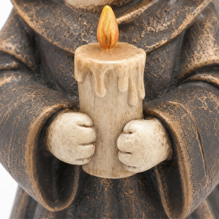 Courtly Cats – Candle-Holding Cat Monk Figurine