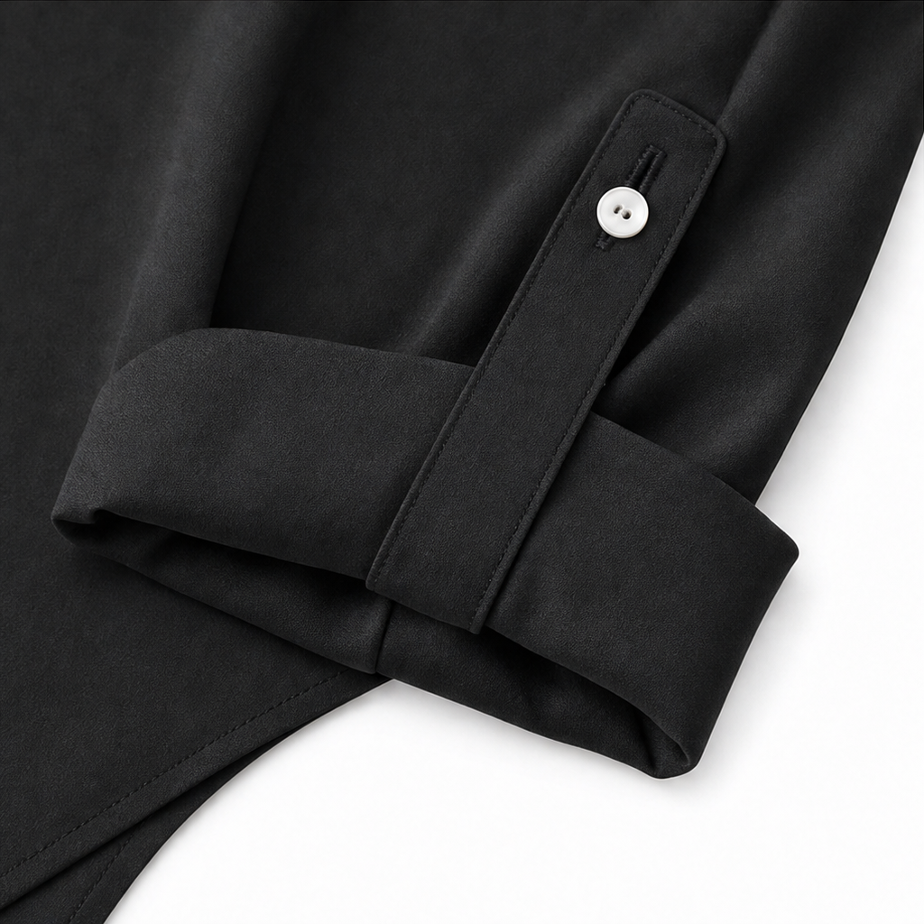 Drapeelle – Satin Button-Front Shirt Dress