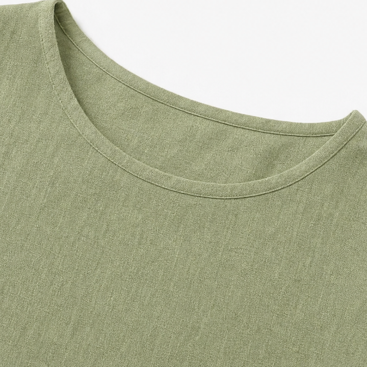 Lunalin – Side-Button Relaxed-Fit Linen Blend Top