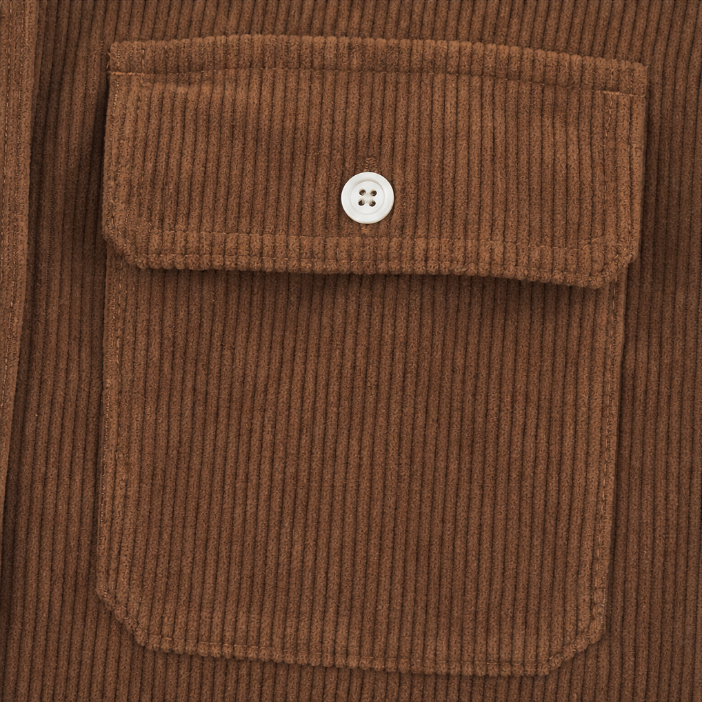 Corvella – Ribbed Corduroy Button-Front Shirt Dress