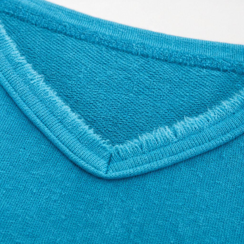 Wearbella – Raw-Hem Garment-Washed V-Neck Sweatshirt