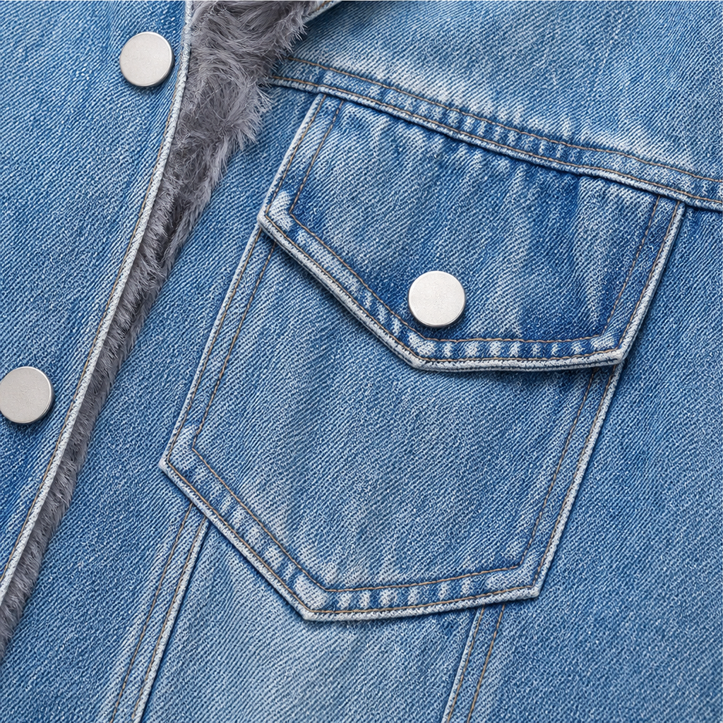 Wearbella – Fur-Collar Distressed Denim Jacket