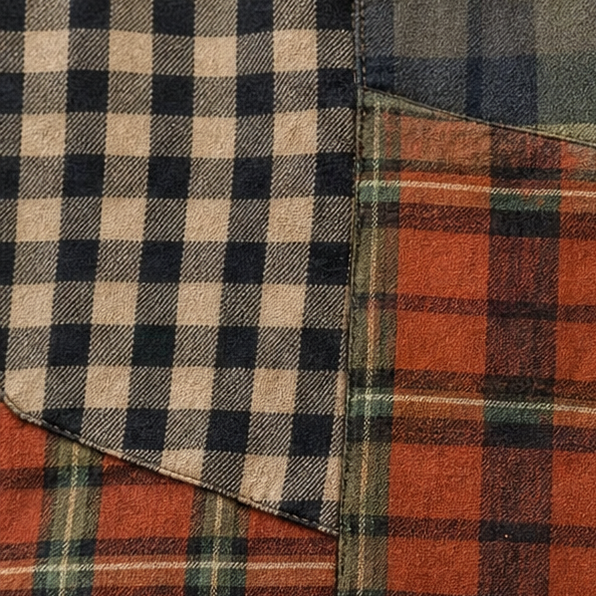 Plaidelle – Color-Block Patchwork Plaid Button-Up Shirt