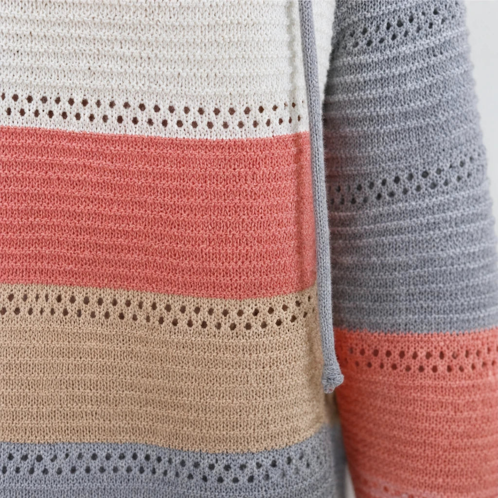 Colora Knit – Striped Hollow-Knit Hoodie